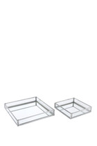 Silver Glass Trays, Set of 2